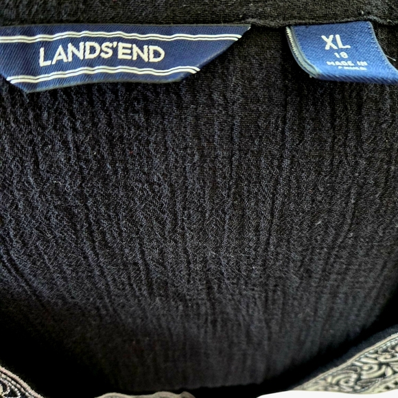 Lands' End Embroidered 100% Cotton BLACK SWIM Cover‎ Caftan  XL - Beach Ready! - Picture 3 of 3